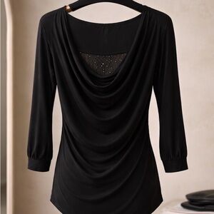 AB Studio Brown Drape front Blouse